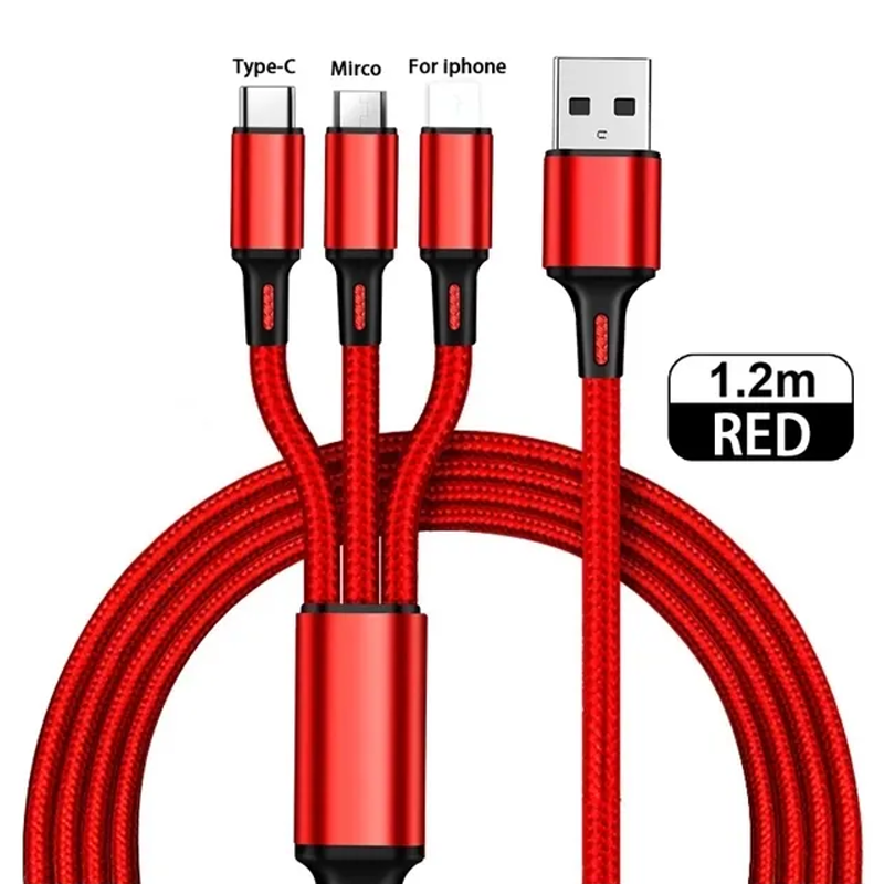 Novo Braid USB Multi 3 in 1 Fast Charging Data USB Cable