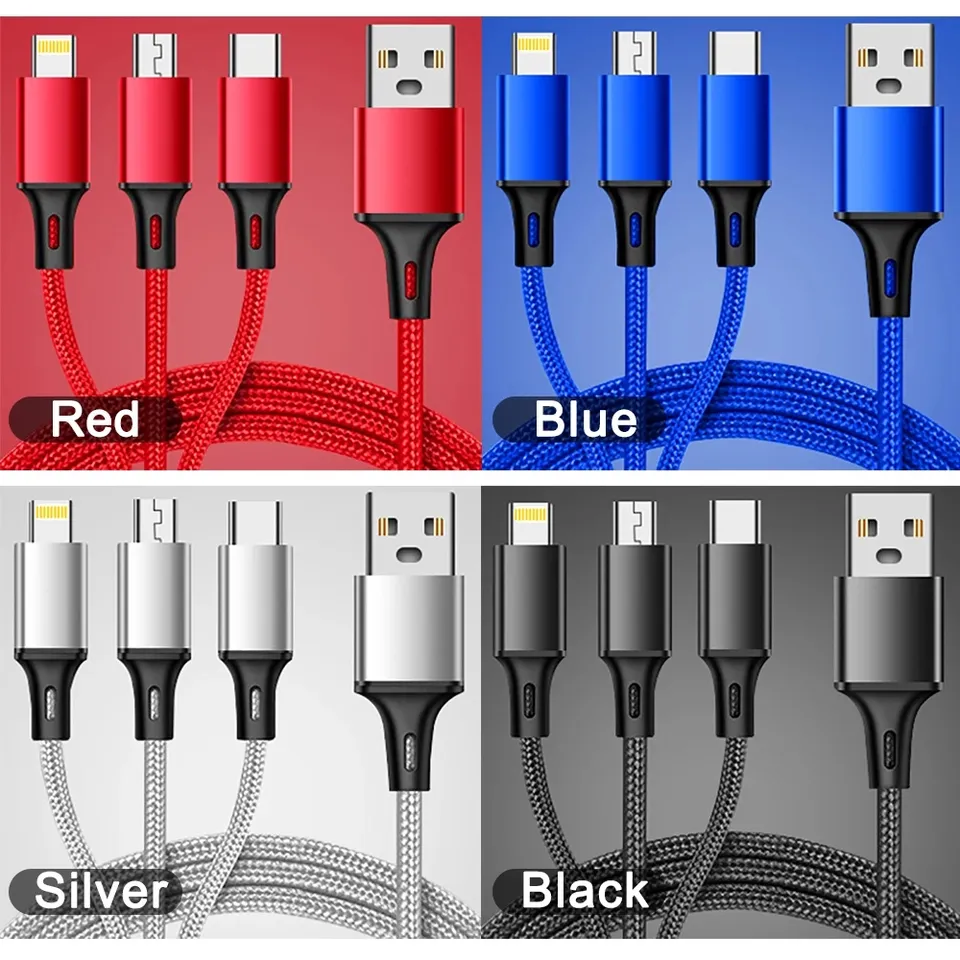 Novo Braid USB Multi 3 in 1 Fast Charging Data USB Cable