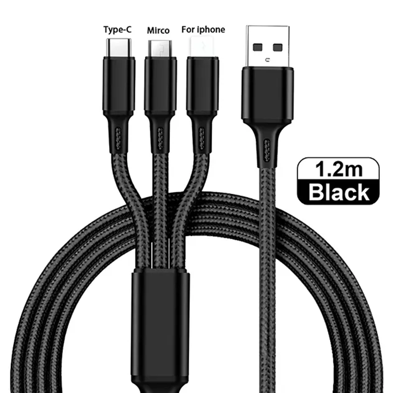 Novo Braid USB Multi 3 in 1 Fast Charging Data USB Cable