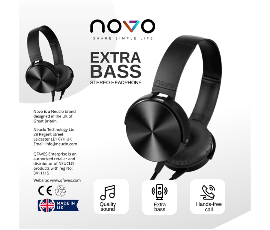 Novo Extra Bass Stereo Headphones