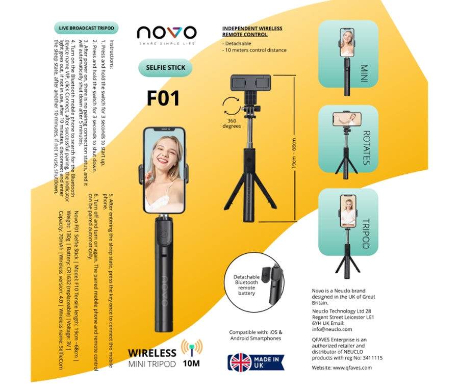 Novo F01 Wireless Mini Tripod