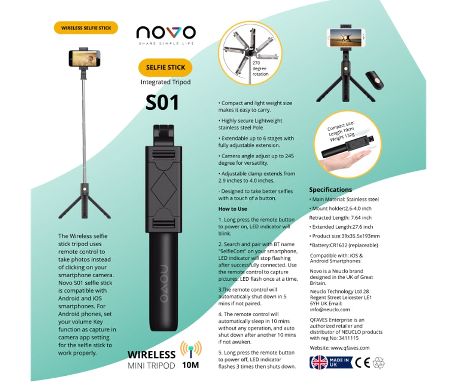 Novo S01 Wireless Mini Tripod