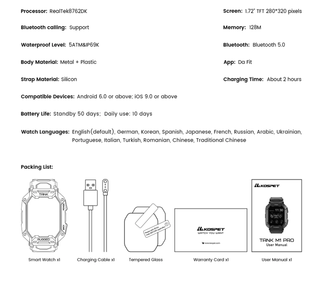 TANK M1 PRO Smartwatch